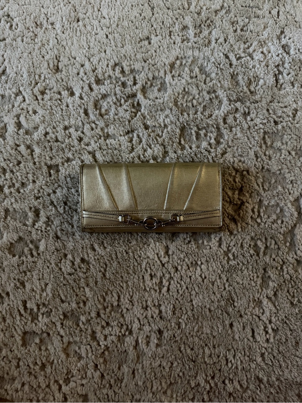 Coach Metallic Gold Leather Wallet Clutch
